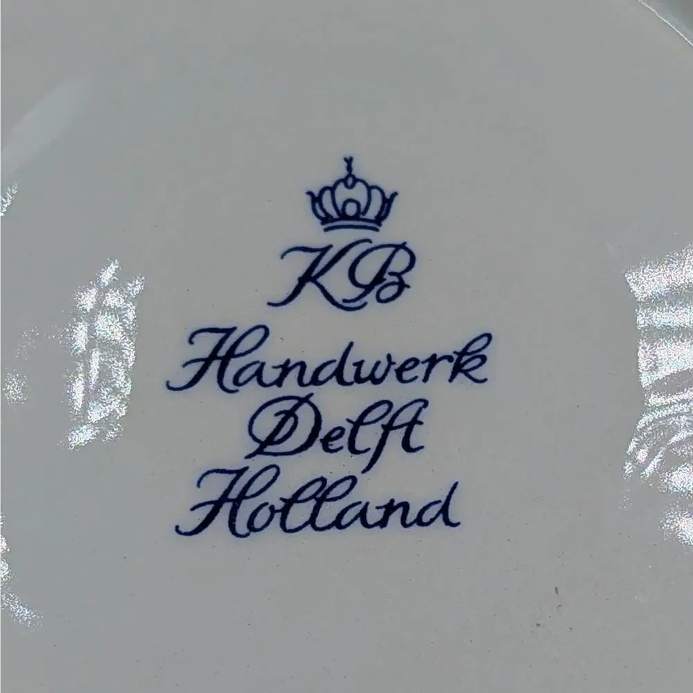 Vintage Handwerk Delft Holland Blue & White Decorative Plate | Floral Delftware
